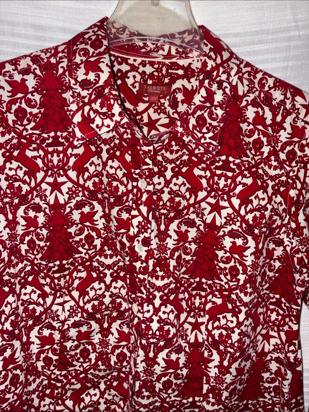 Talbots Haberdashery, Women’s Size 14, Button Down Christmas Shirt